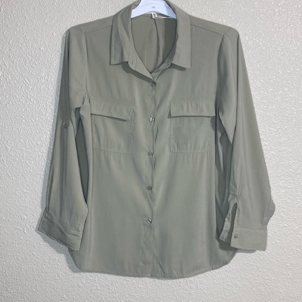 Max Studio Button Down Long Sleeve Shirt Moss Color NWT Size XL